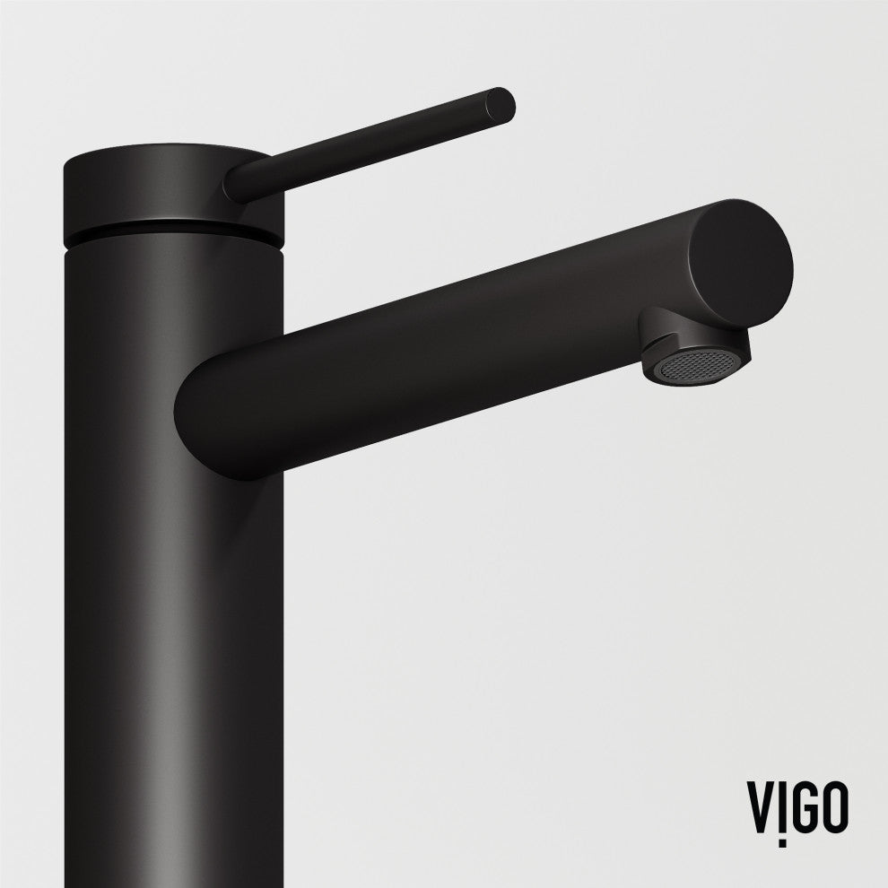 VIGO Jewel 11" H Single Handle Single Hole Bathroom Vessel Faucet, Matte Black
