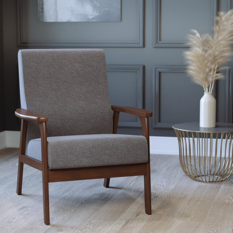 Langston Commercial Grade Upholstered Mid Century Modern Arm Chair, Dark Gray Fa