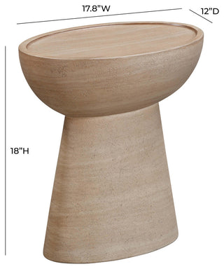 Eclipse Textured Faux Travertine Indoor/Outdoor Table, Travertine, Side Table
