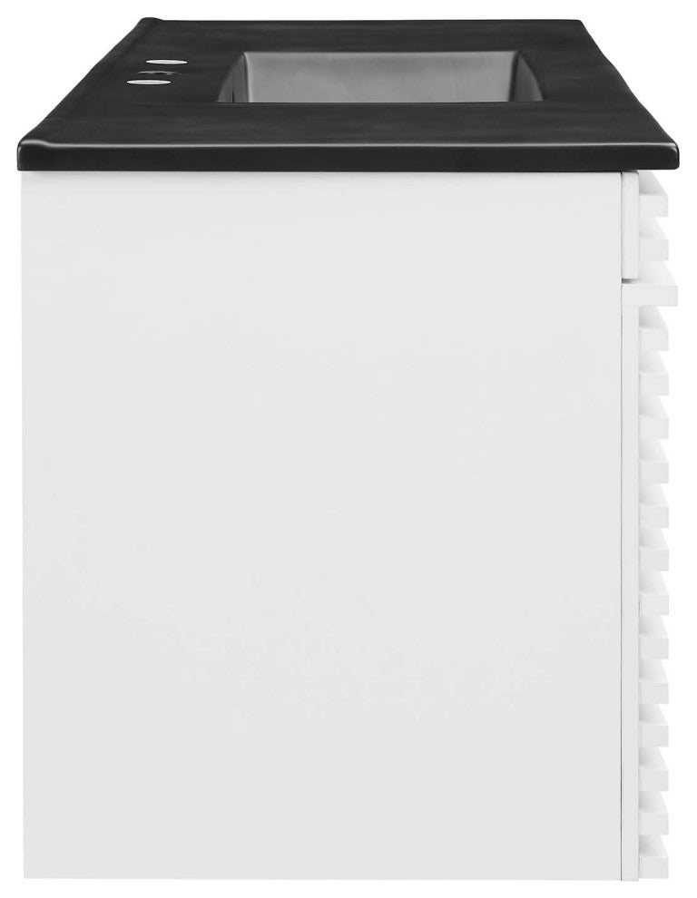 Render 48" Wall-Mount Bathroom Vanity, White Black