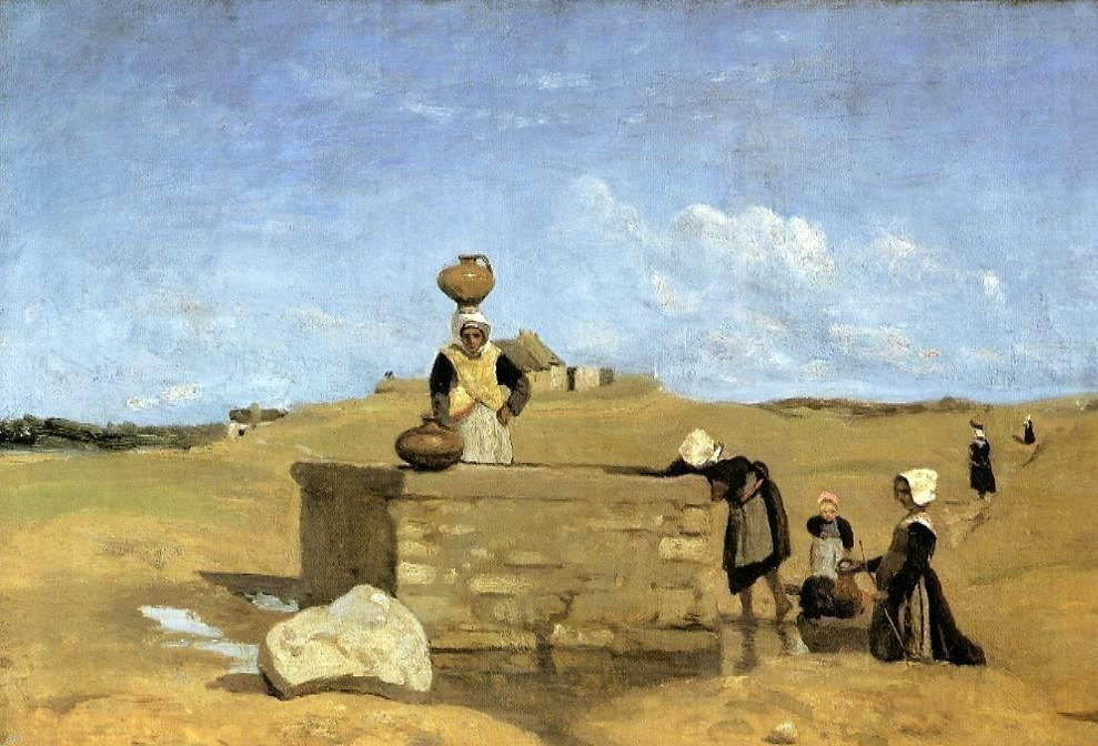 Jean-Baptiste-Camille Corot Breton Women at the Fountain Gallery Wrapped Canvas