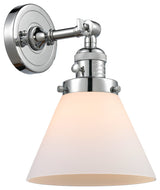 Large Cone 1-Light Sconce, Polished Chrome, Glass: Matte White Cased