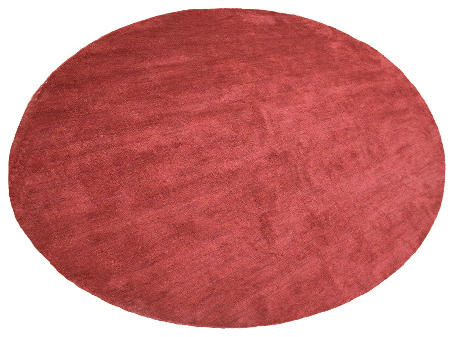 Hand Knotted Loom Silk Mix Area Rug Solid Light Red