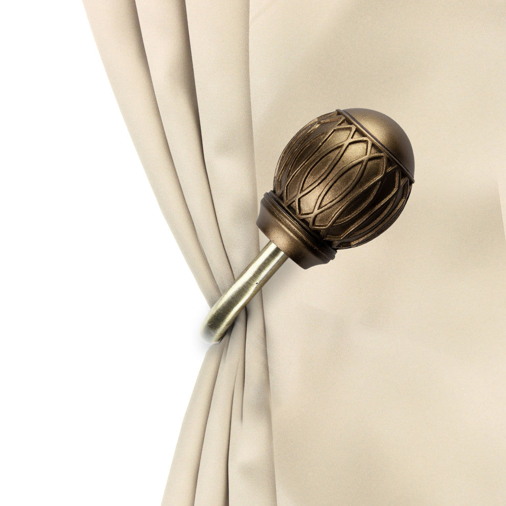 Denny Curtain Holdback, Pair, Antique Brass