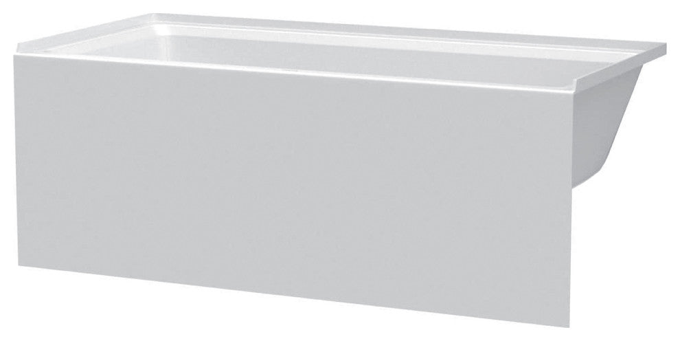 Acrylic Apron Soaking Bathtub, White, 54"x30", Right, Without Drain