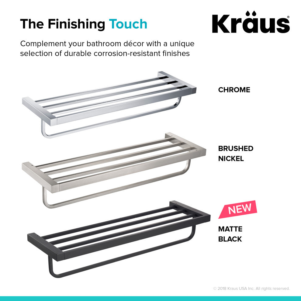 Stelios Bathroom Shelf with Towel Bar, Brushed Nickel