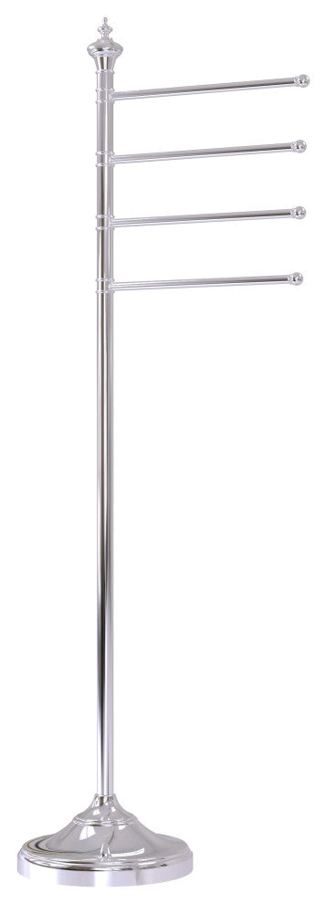 Floor Standing 4 Pivoting Swing Arm Towel Holder, Polished Chrome