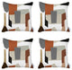 Set of 4 Ivory and Orange Geometric Pillow Covers