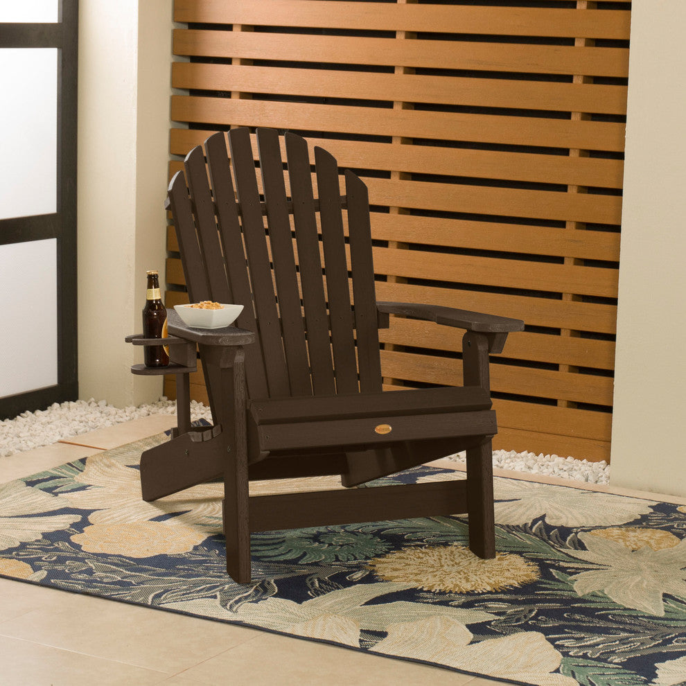 King Hamilton Folding Adirondack Chair With Cup Holder, Weathered Acorn