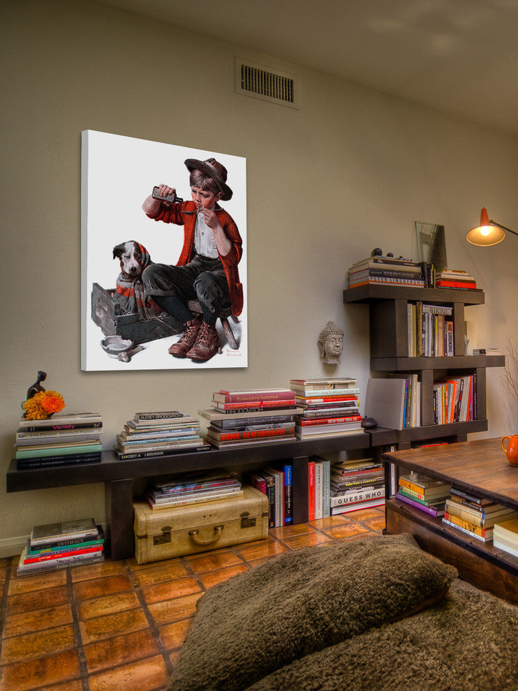 "Sick Puppy" Painting Print on Canvas by Norman Rockwell