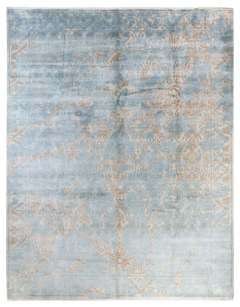 Ikat, One-of-a-Kind Hand-Knotted Area Rug - Blue, 9' 4" x 11' 10"