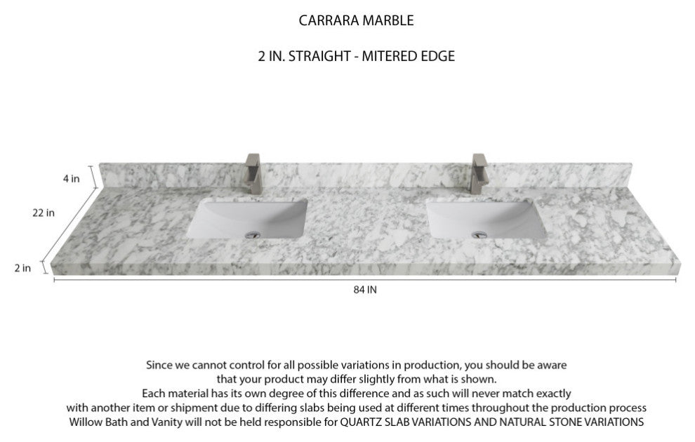 Cambridge 84 Double Sink Bath Vanity in Hale Navy Blue 2" Carrara Marble