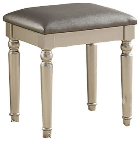 Bedroom Vanity Table with Stool Set, Silver