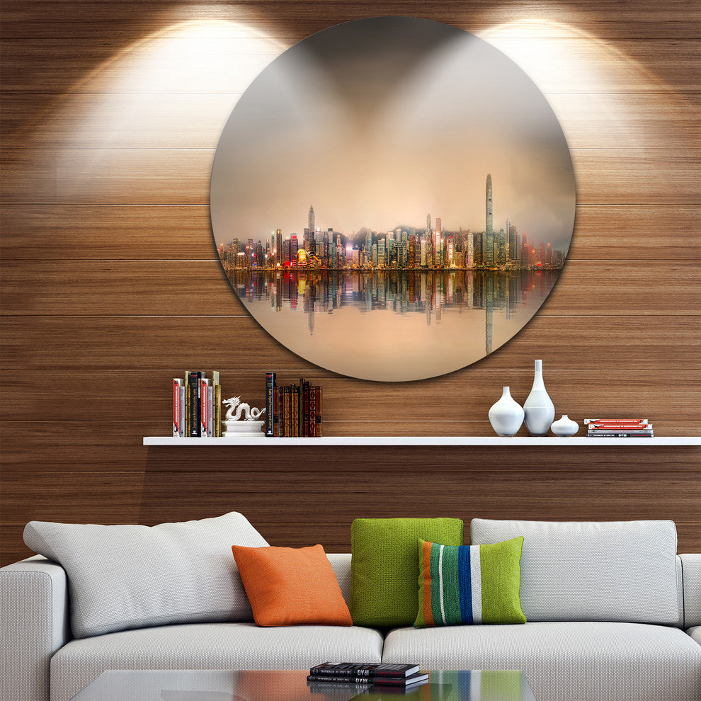 Singapore Financial District Skyscrapers, Disc Metal Wall Art, 23"