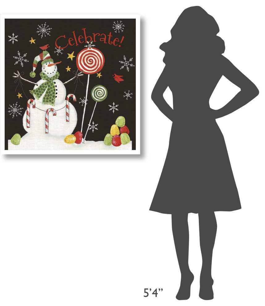 "Sweet Snowmen I Black" Digital Paper Print by Anne Tavoletti, 32"x32"