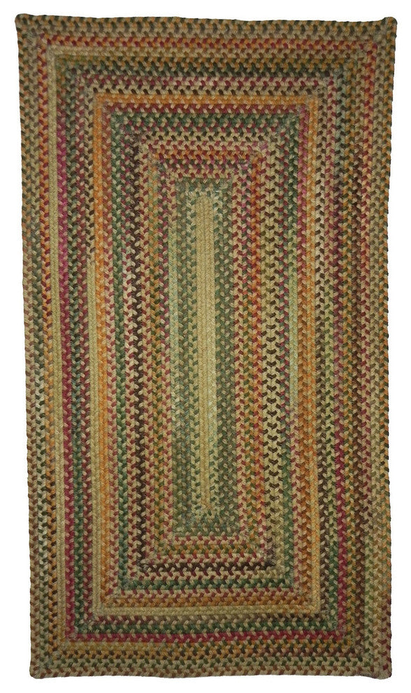 Sherwood Forest Concentric Braided Rectangle Rug, Amber, 11'4"x14'4"