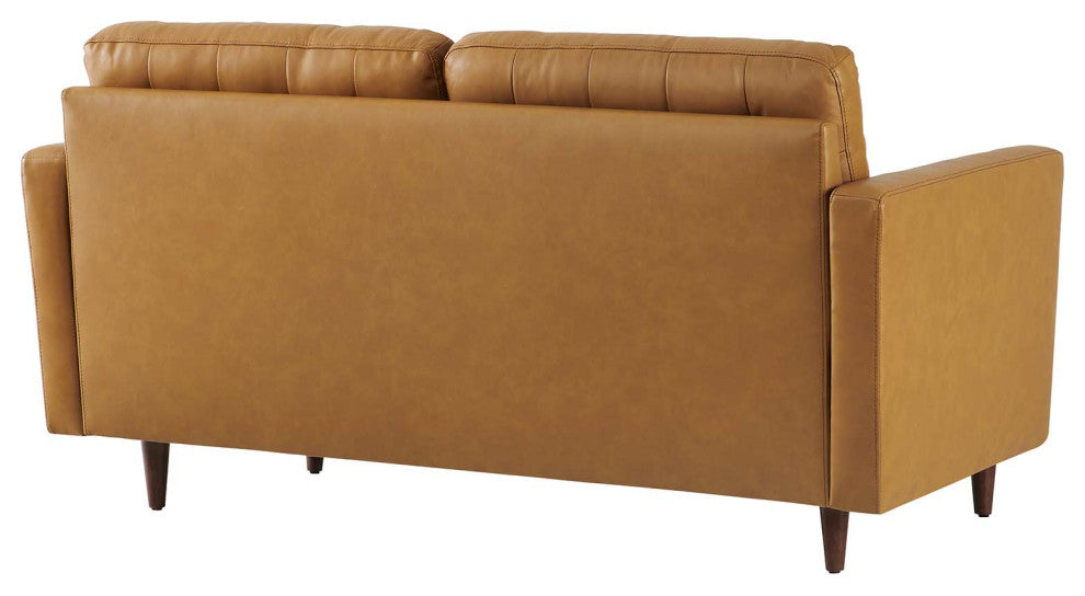 Exalt Tufted Vegan Leather Loveseat, Tan
