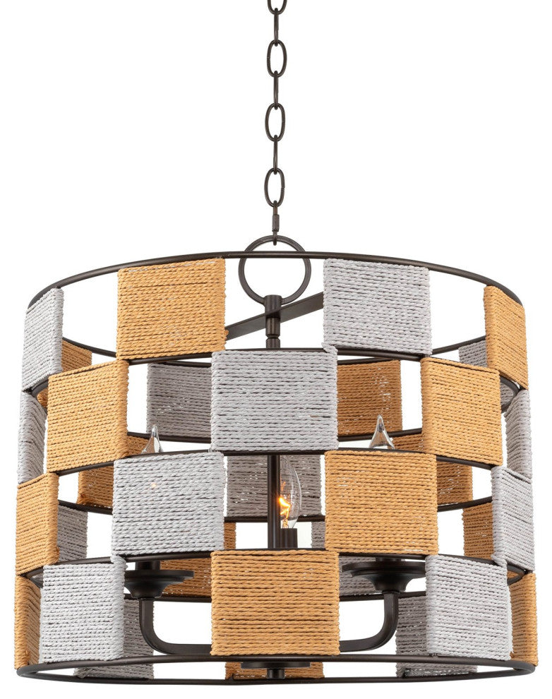 Kira Home Ramona 18" Rustic Chic Drum Pendant Light Chandelier, Open Frame