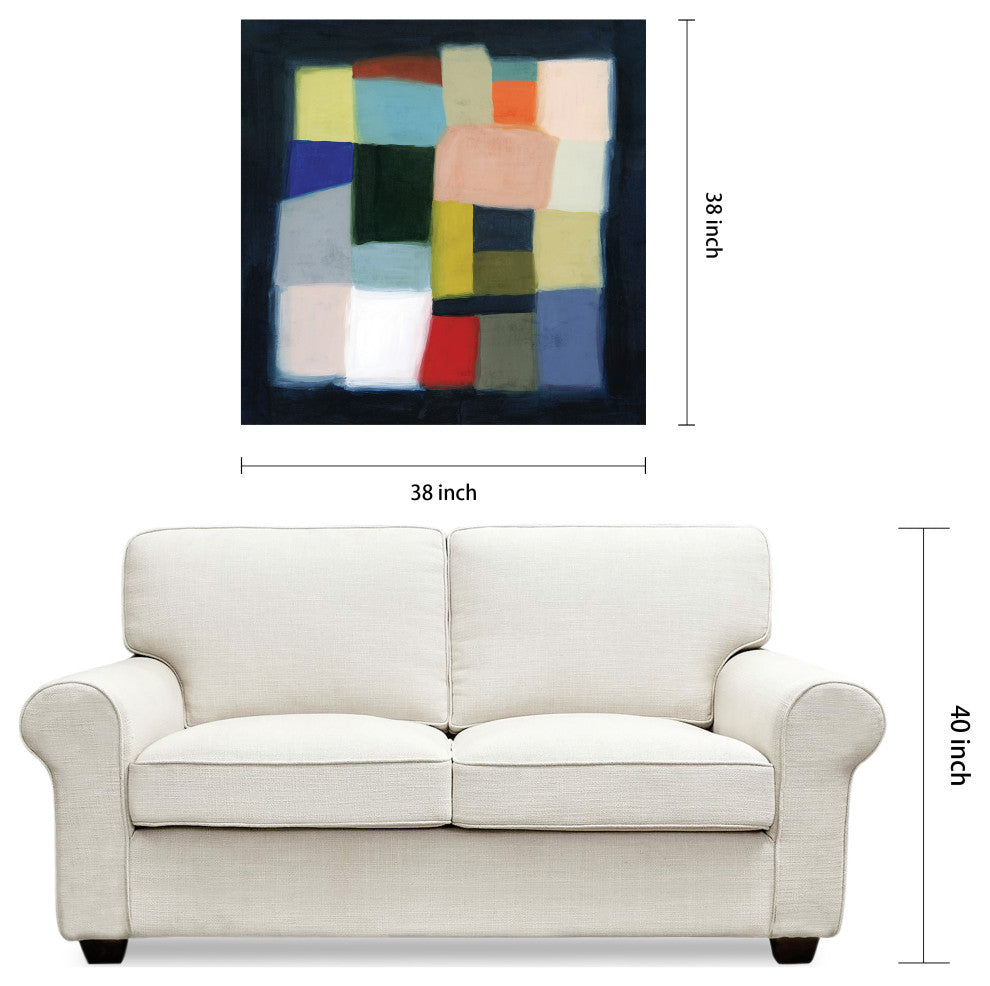 "Chromatic Cube II" Frameless Free Floating Printed Tempered Glass Wall Art