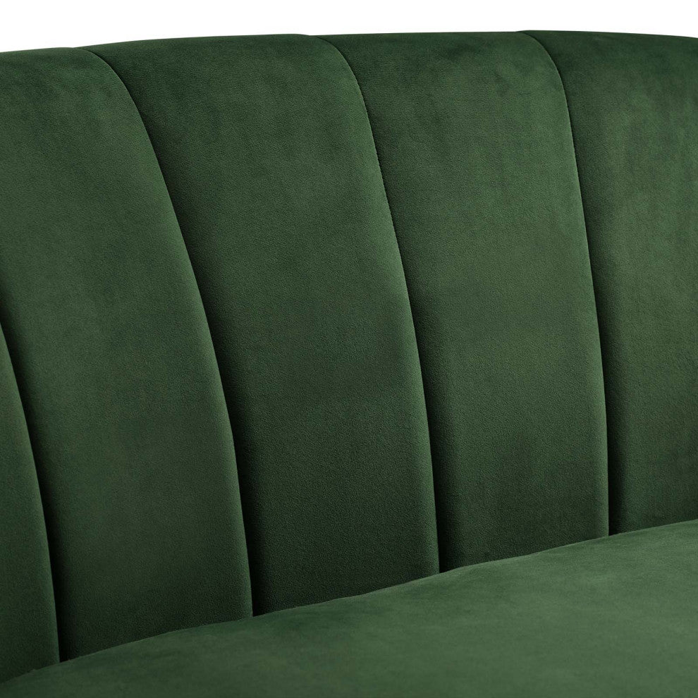 Emerald Prospect Channel Tufted Performance Velvet Armchair