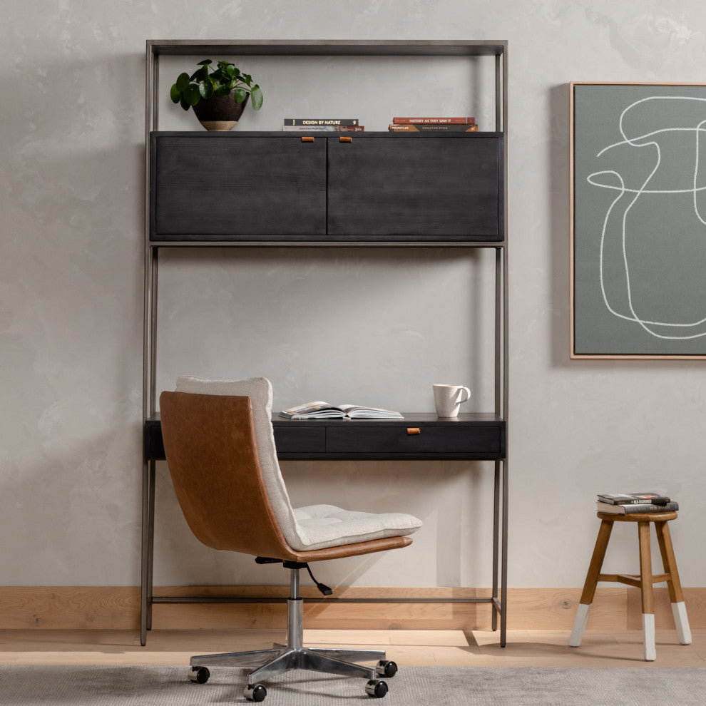 Trey Modular Wall Desk-Black Wash Poplar
