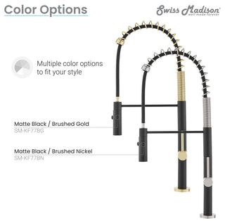 Chalet Single Handle, Pull-Down Kitchen Faucet, Brushed Nickel and Black