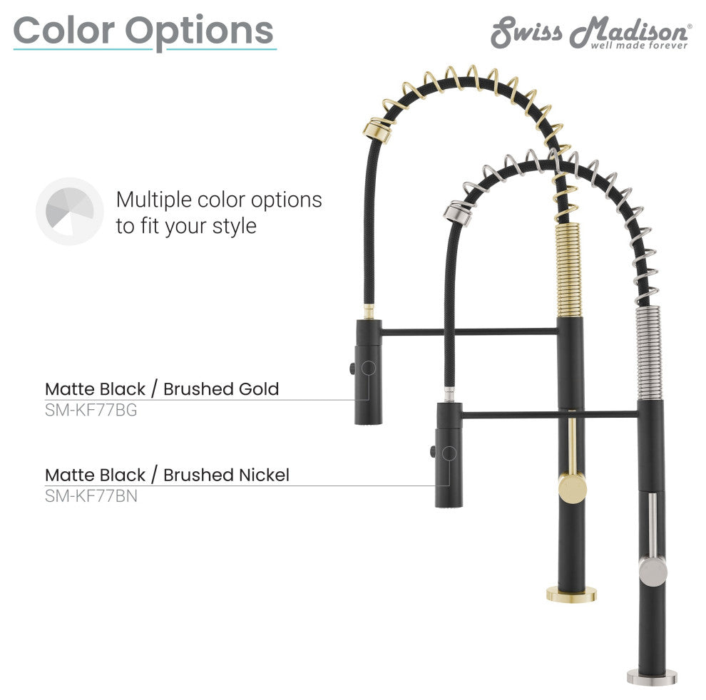 Chalet Single Handle, Pull-Down Kitchen Faucet, Brushed Nickel and Black