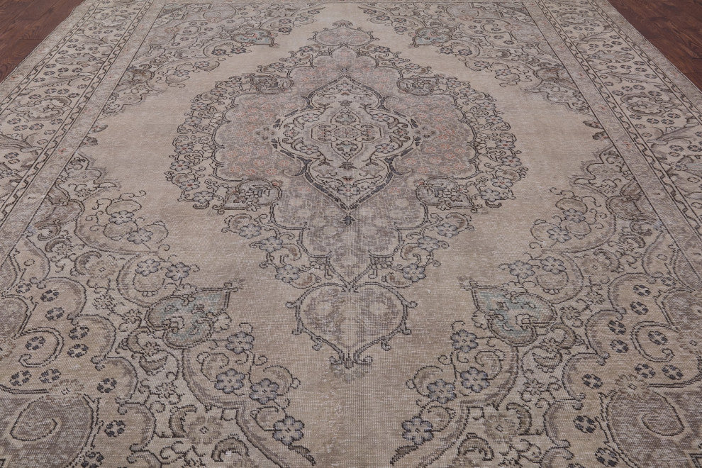 Persian Vintage White Wash Hand Knotted Rug 9' 9" X 12' 7" Q4712