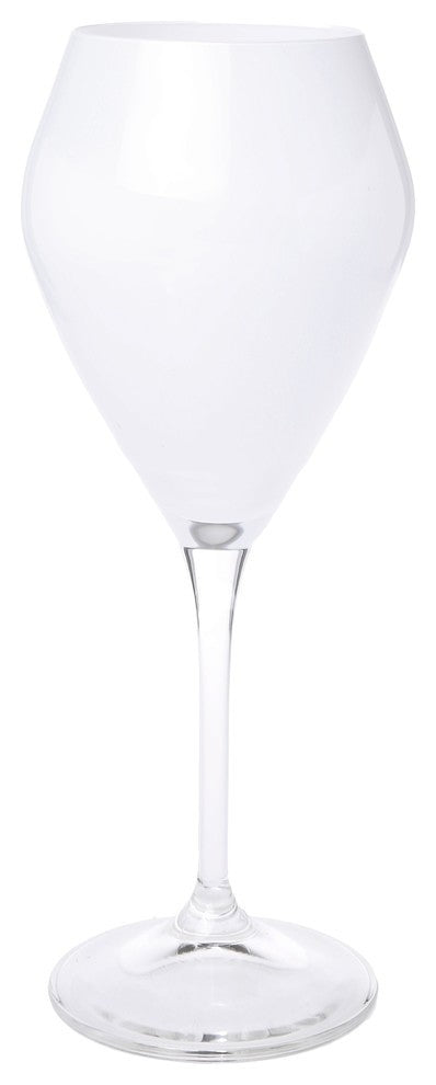 Classic Touch V-Shaped Wine Glasses White With Clear Stem, Set of 6