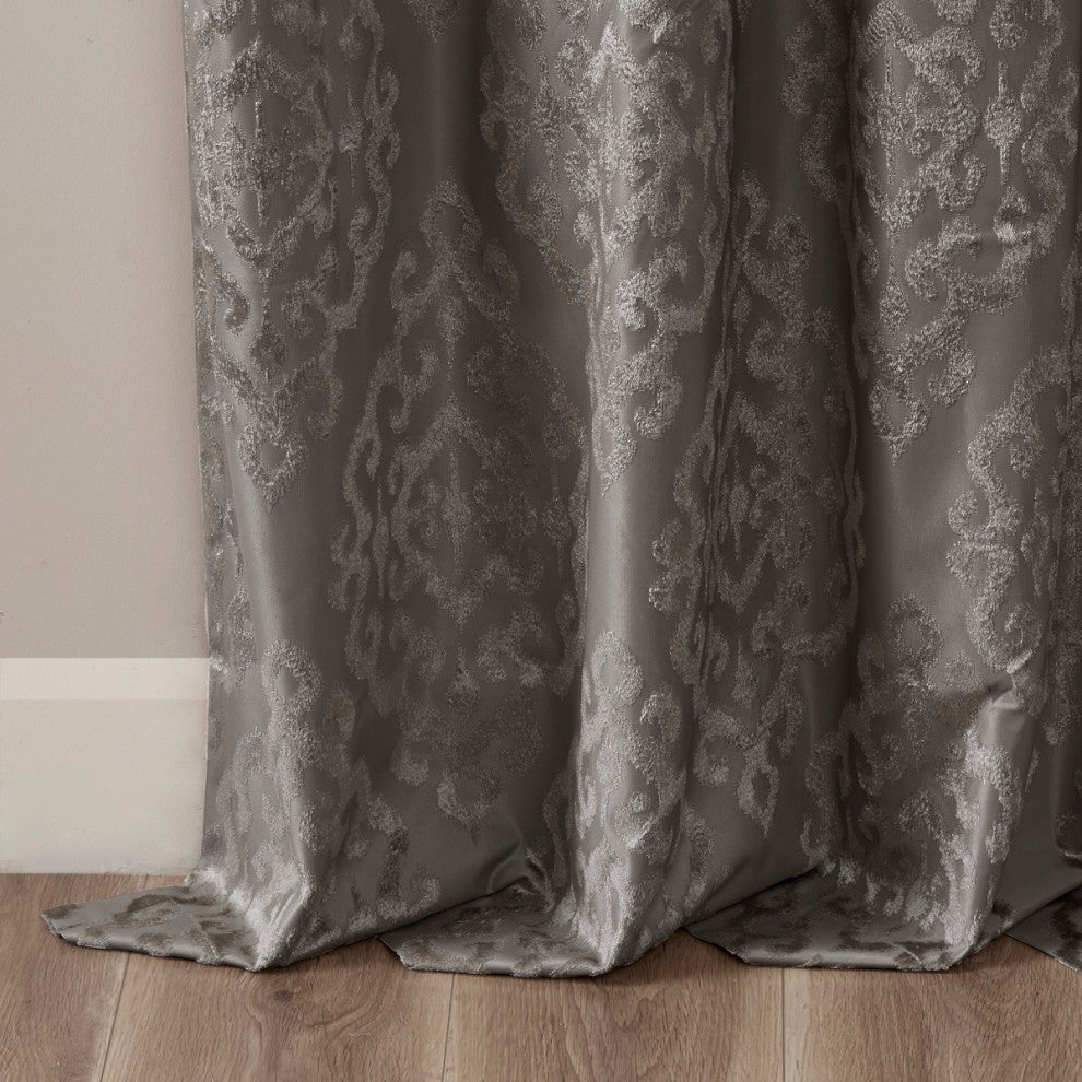 SunSmart Mirage Knitted Jacquard Damask Total Blackout Grommet Top Curtain Panel