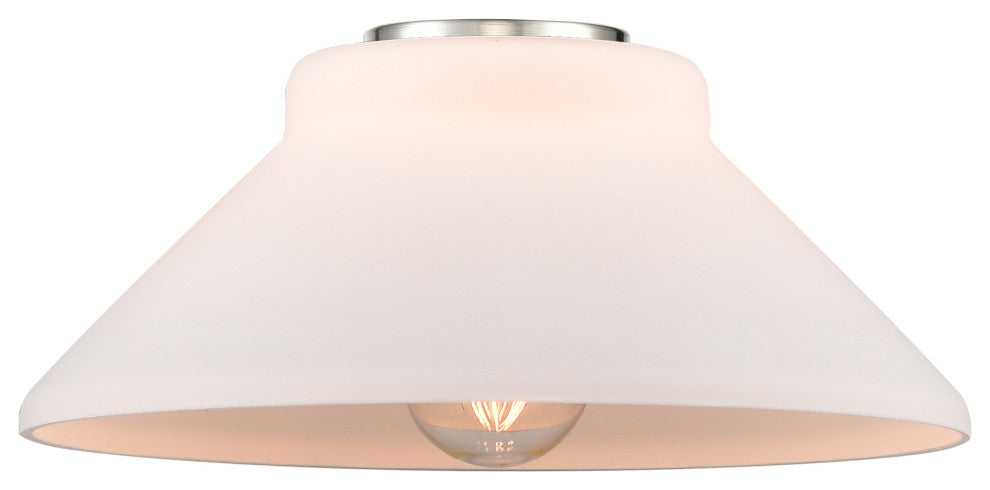 Edison Orwell 8" Semi-Flush Mount, Polished Chrome, Matte White Shade