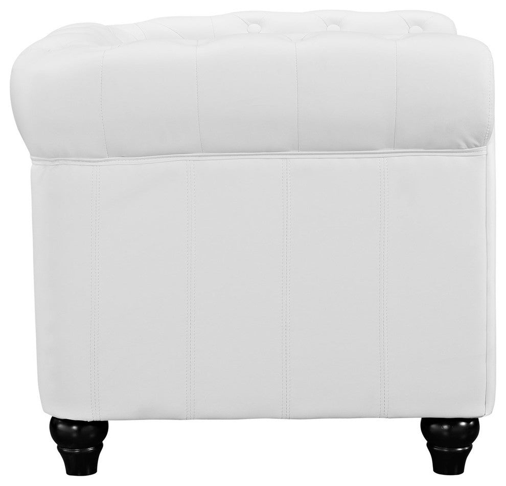 Modern Urban Contemporary Vinyl Armchair, White Faux Leather