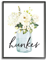 Hunker Text Spring Floral Bouquet Blue White,1pc, each 11 x 14