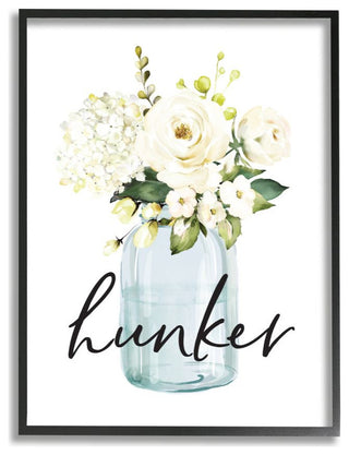 Hunker Text Spring Floral Bouquet Blue White,1pc, each 11 x 14