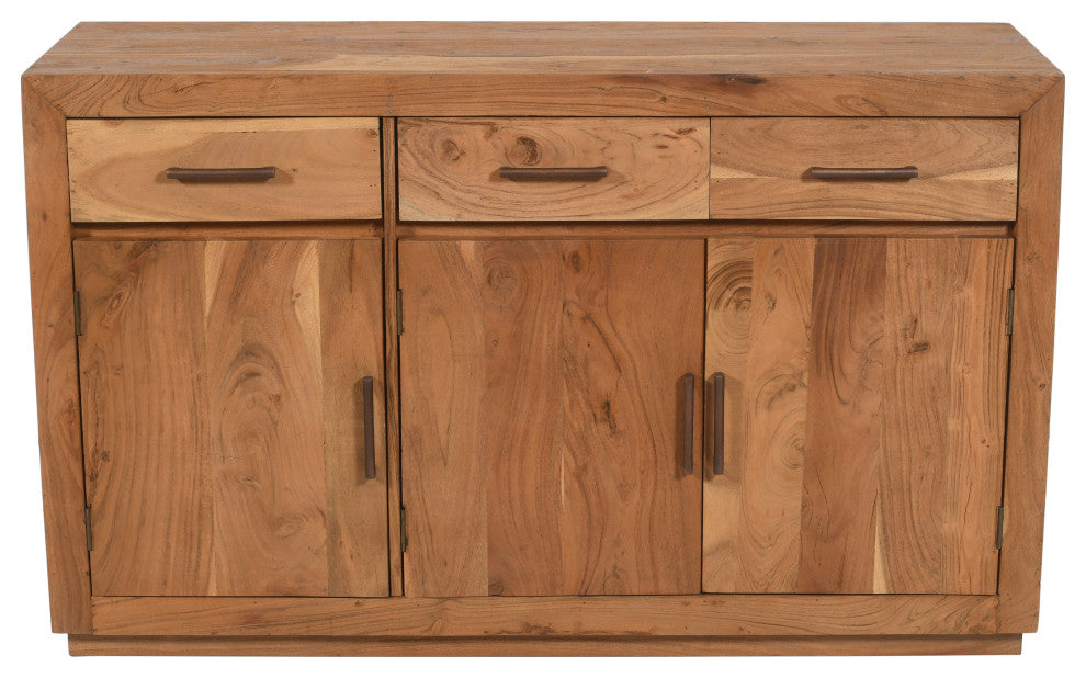 Fernious 3 Drawer 3 Door Sideboard, Natural Finish on Mango Solid Wood