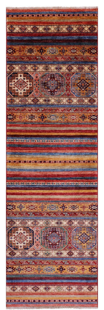 Super Kazak Khorjin Handmade Wool Runner Rug 2' 6" X 8' 1" Q11005