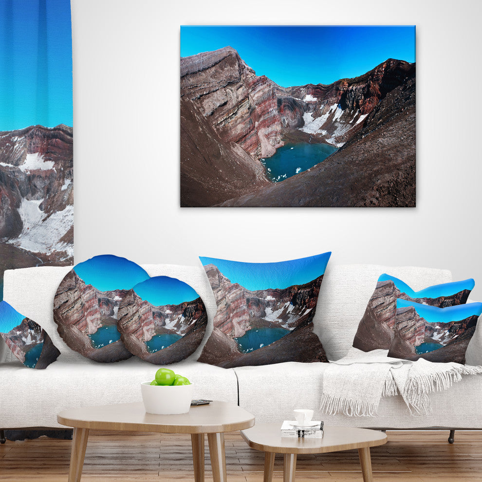 Volcano Kamchatka Panorama Landscape Printed Throw Pillow, 16"x16"