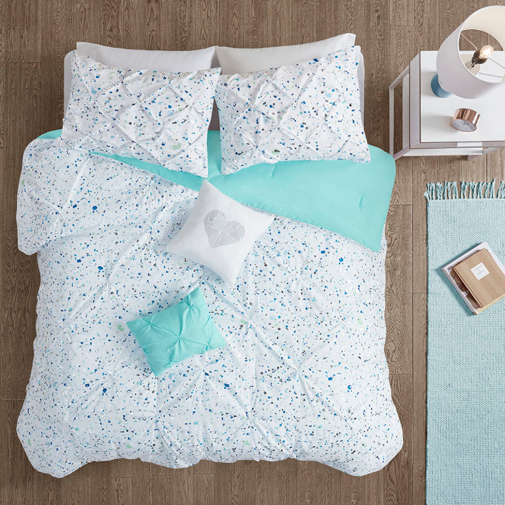 Intelligent Design Abby Glam Bedding Set, Aqua Blue, Twin/Twin Xl, Comforter Set
