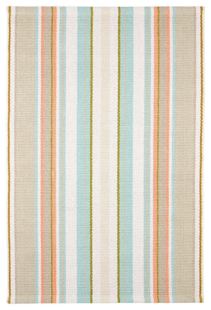 Dash & Albert Daphne Stripe Sky Handwoven Cotton Rug, Multi, Runner-2'6" x 8'