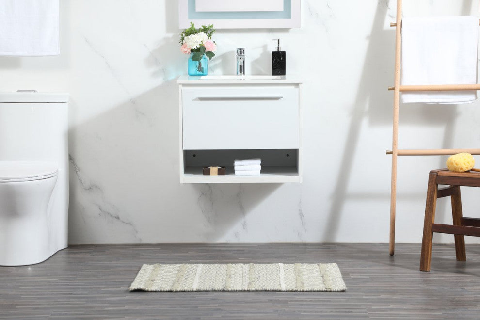 Rabi Single Bathroom Vanity, White, 24"