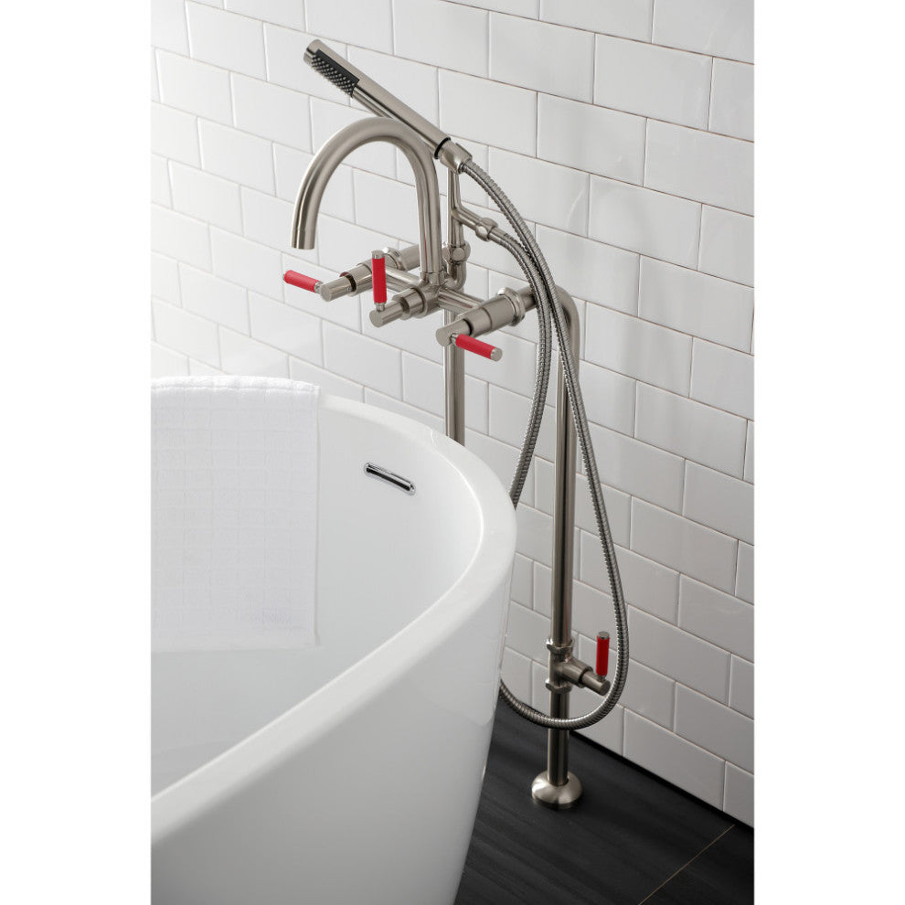 CCK8108DKL Freestanding Tub Faucet With Supply Line, Stop Valve, Brushed Nickel
