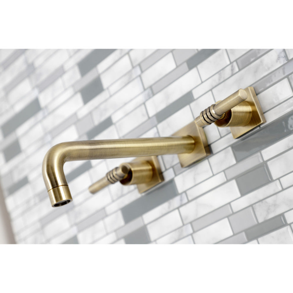 KS6023ML Wall Mount Tub Faucet, Antique Brass