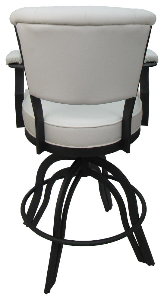 Miami Counter 26" or 30" Metal Bar Stool - A Base, White Vinyl - Grey, 30"