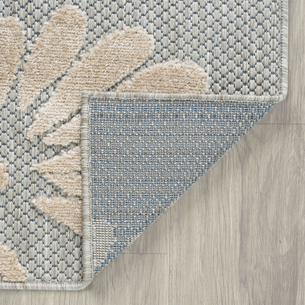Omalley Modern Floral Area Rug, Blue & Gray, 7'11" X 10'3"