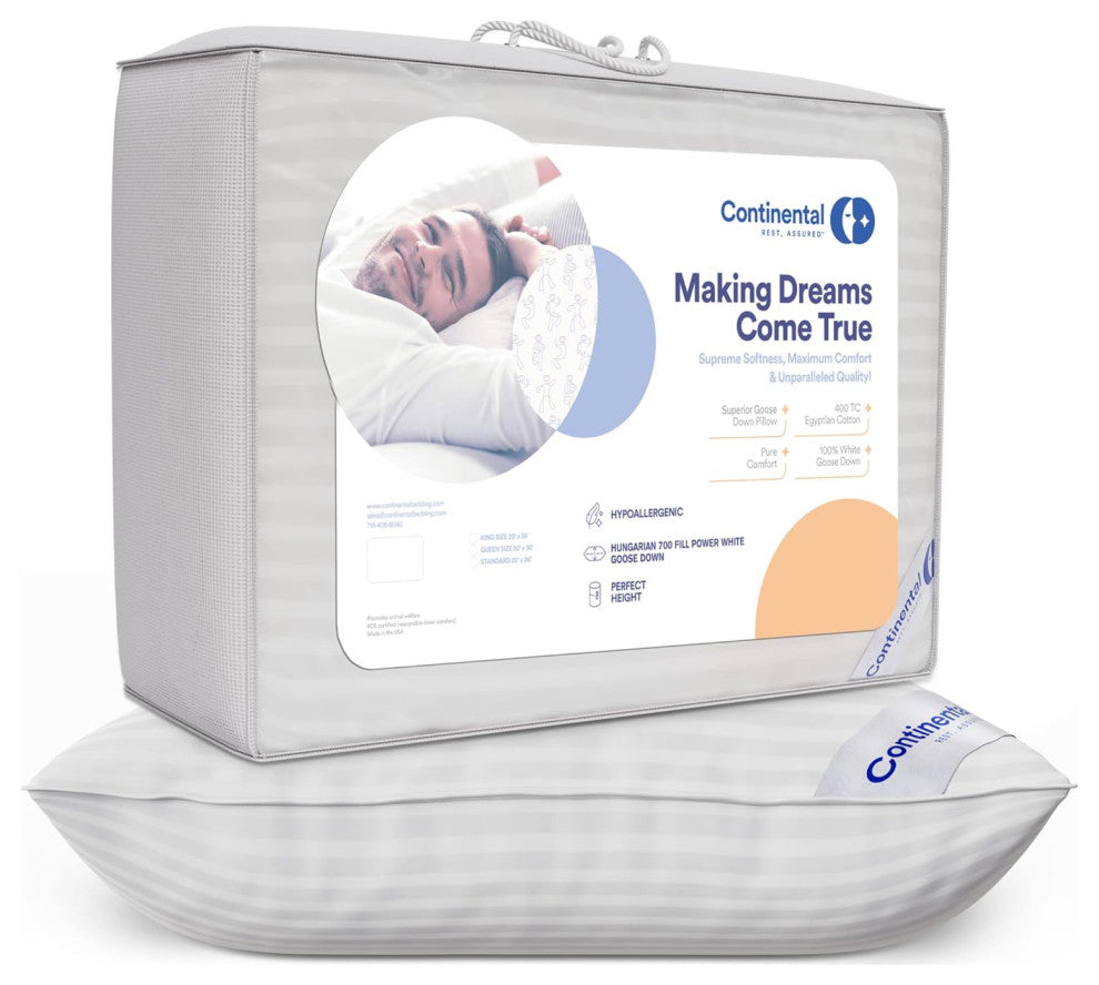 Superior 700 Fill Power -  100% Hungarian White Goose Down Pillow., King (1 Pack), Medium