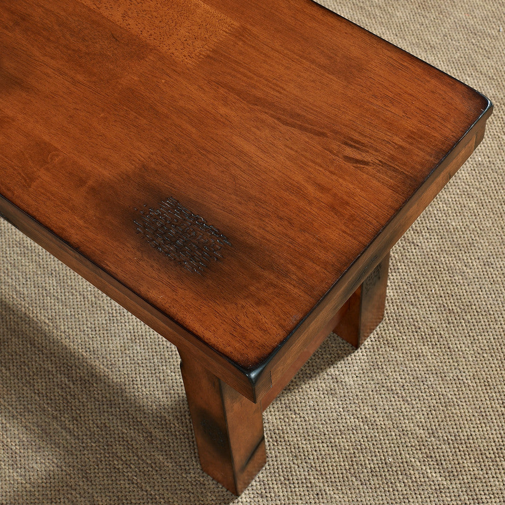 60" Rustic Wood Dining Bench - Dark Oak