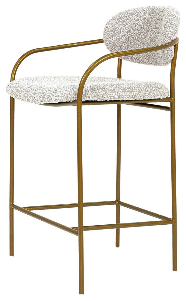 Oasis Upholstered Arm Counter Stool, Pearl Gray