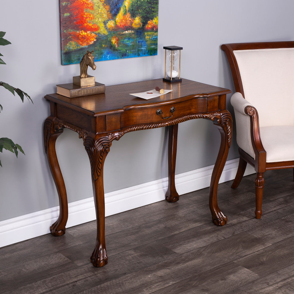 Dupree 33" Wood Writing Desk, Medium Brown