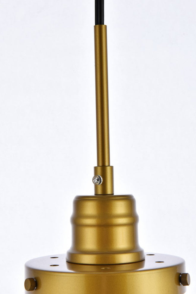 Leighton 1-Light Brass and frosted White Glass Plug-In Pendant