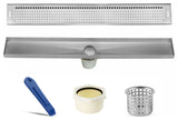 LUXE Square Grate Linear Drain, Stainless, 40"